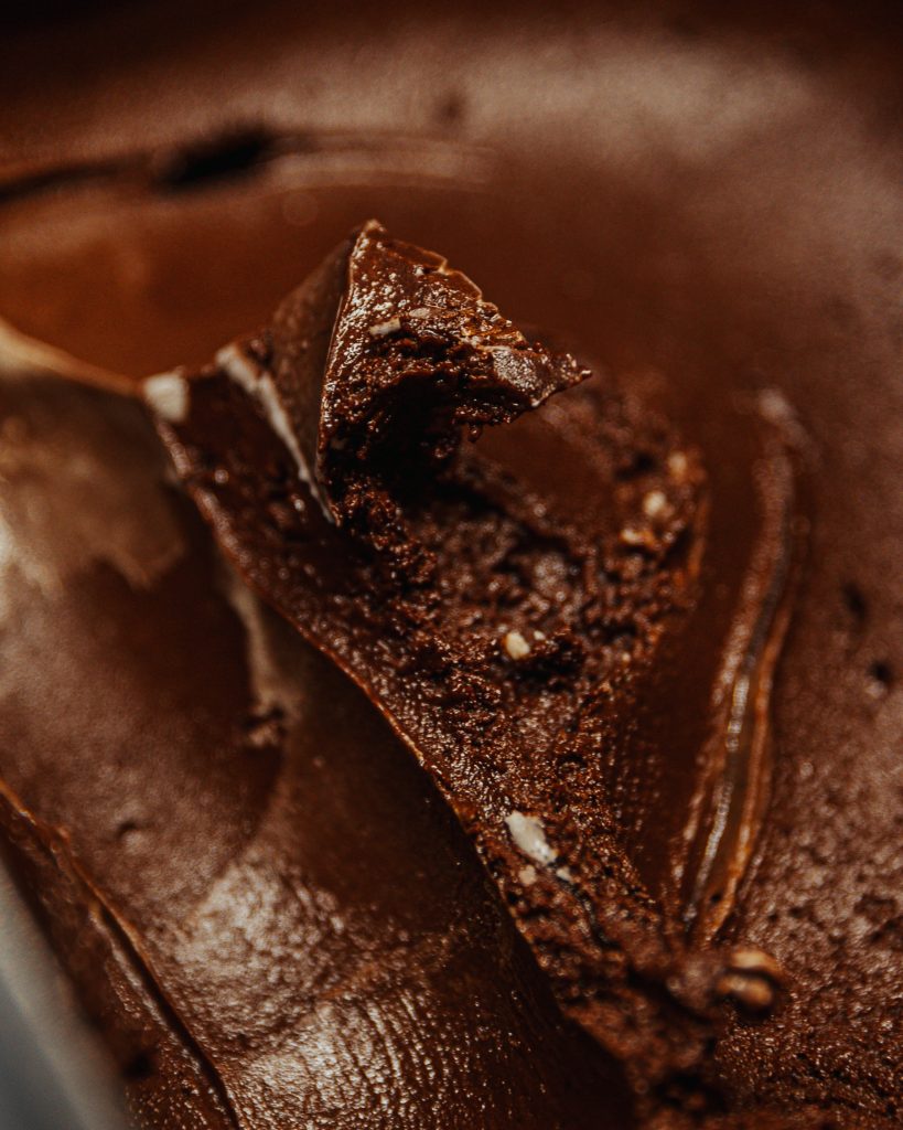 detalle de la textura del helado de chocolate de Elarte helados naturales